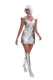Silver Space Costume Dress Set | DressLeg Covers and Wig