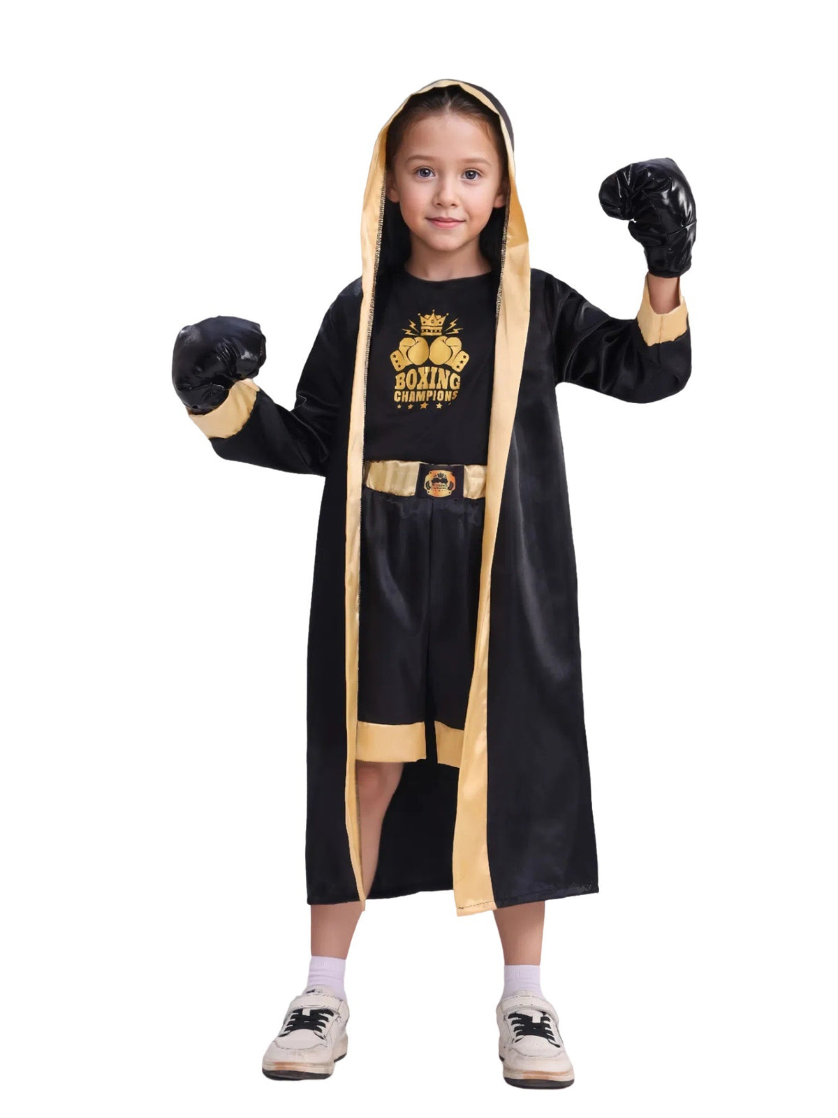 Kids' Black and Gold Boxer Costume