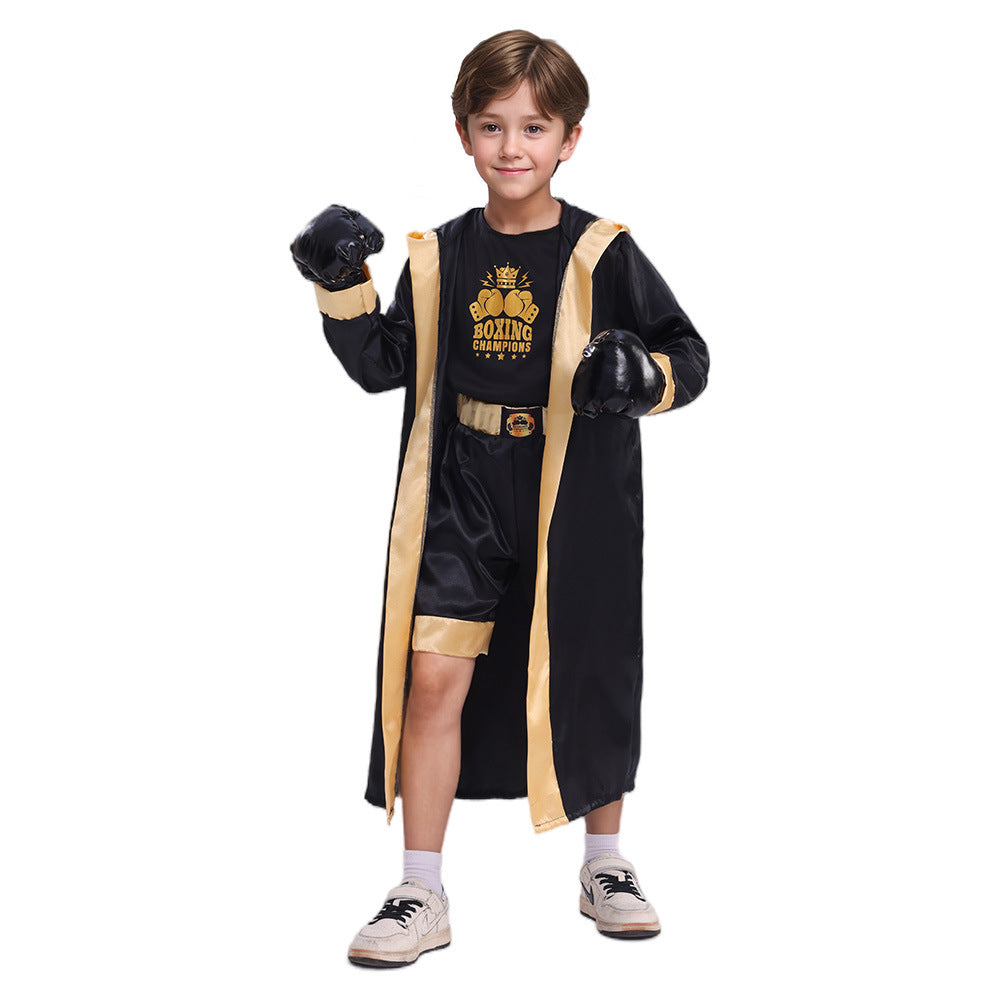 Kids' Black and Gold Boxer Costume