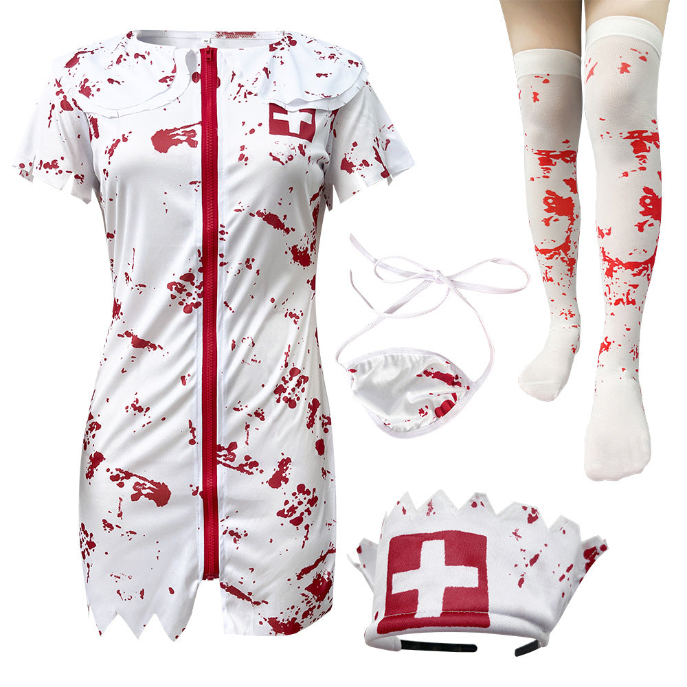 Bloodstained Doctor and Nurse Costumes | Nurse Set with Stockings