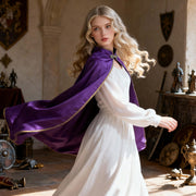 Gold Trim Velvet Cape | Purple